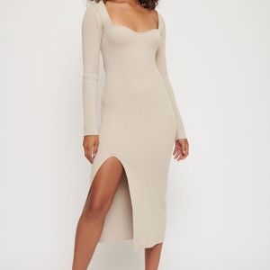 Dynamite Bardot Sweater Dress - L - Oatmeal Color
